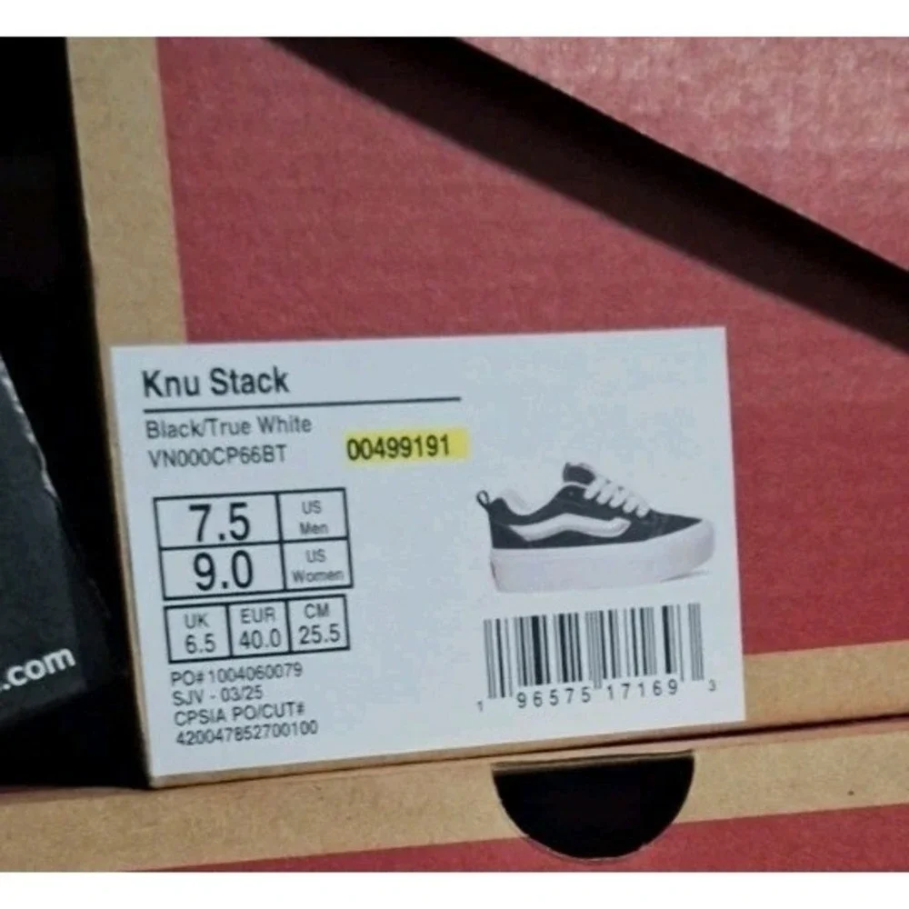 VANS Knu Stack Platform Lift Shoes Black White Platform Shoes Women‎ Sz 9